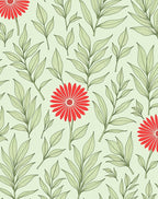 Red Daisy Vine Pattern Rug