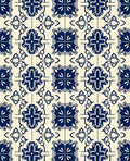 Classic Blue Floral Tile Pattern Rug
