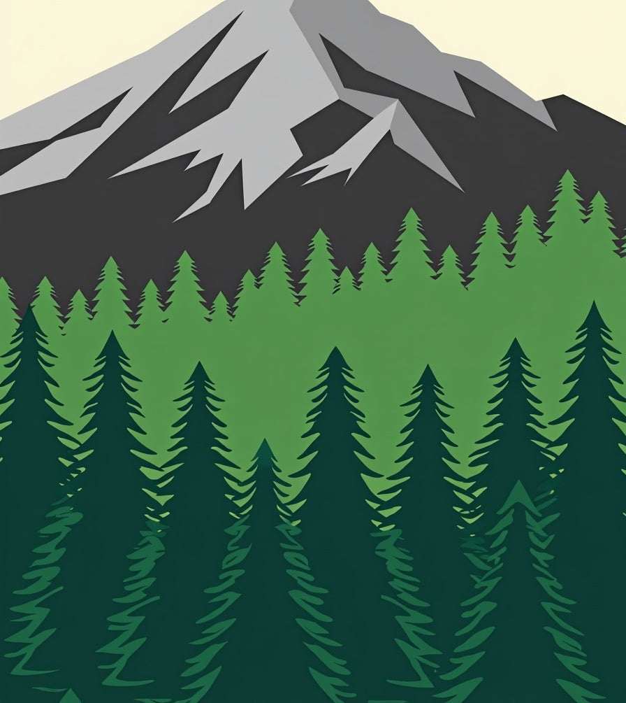Forest Mountain Landscape Pattern Rug