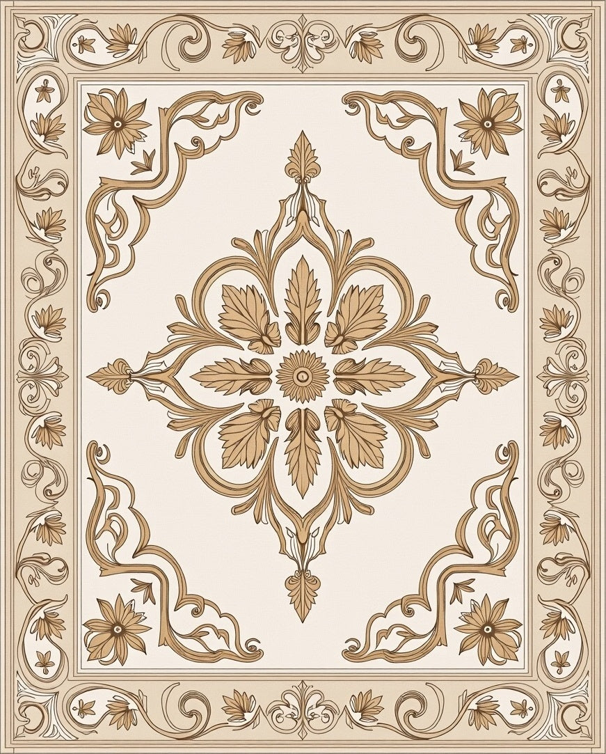 Classic Floral Scroll Pattern Rug