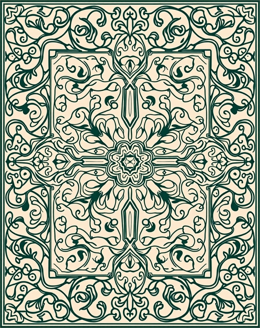 Ornate Floral Medallion Pattern Rug