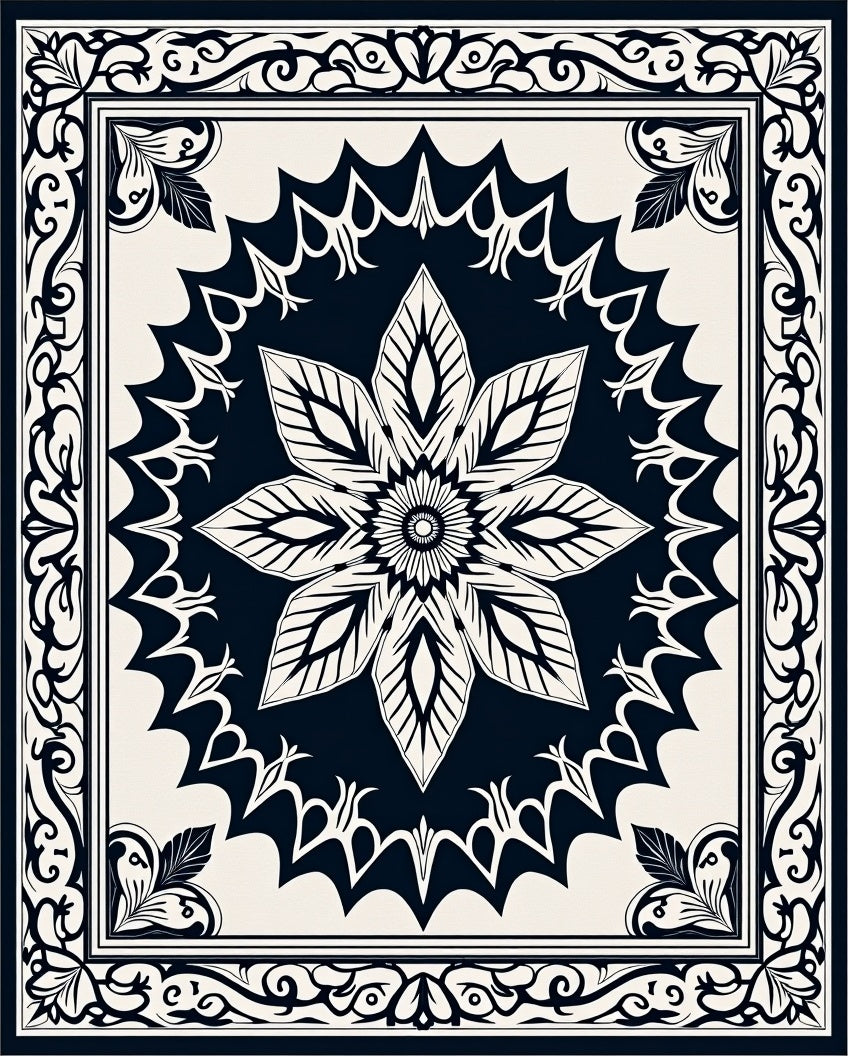 Elegant Floral Mandala Lace Design Rug
