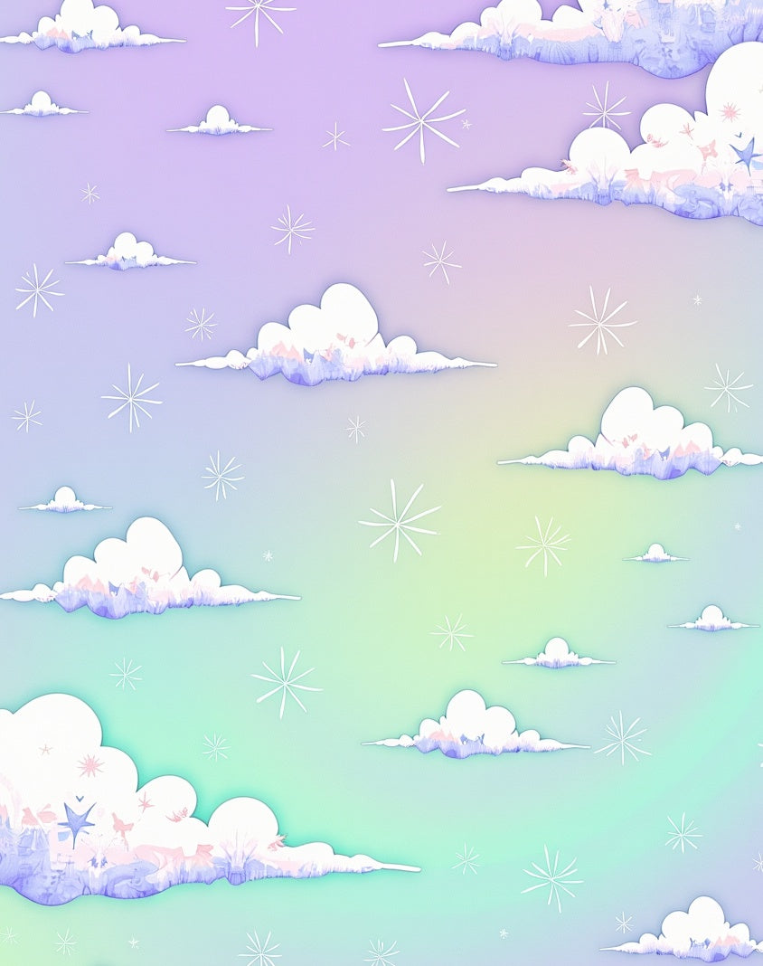 Dreamy Sky Clouds and Stars Rug