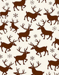 Brown Reindeer Snowflake Whimsical Repeating Rug