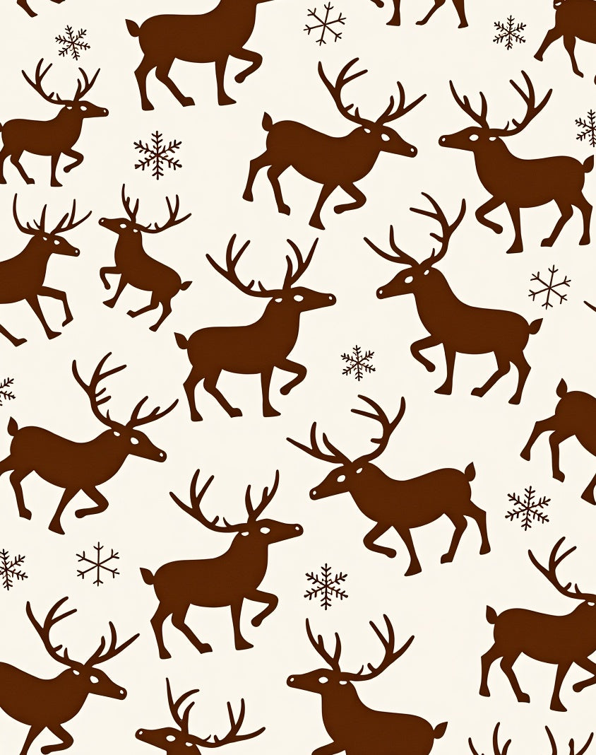 Brown Reindeer Snowflake Whimsical Repeating Rug