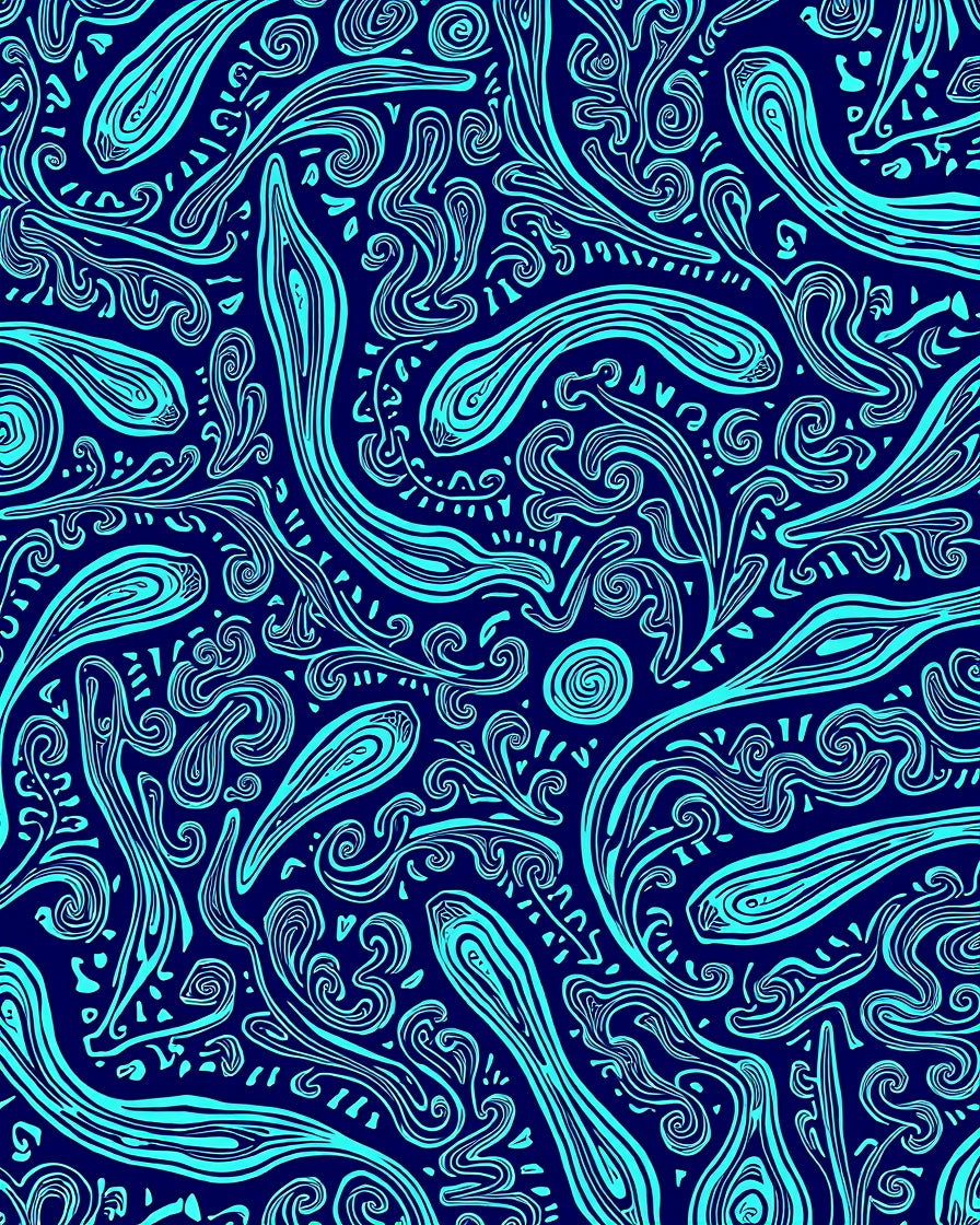 Abstract Swirls Navy Aqua Pattern Rug