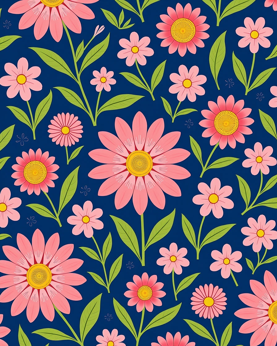 Floral Blooms Pattern In Vivid Colors Rug