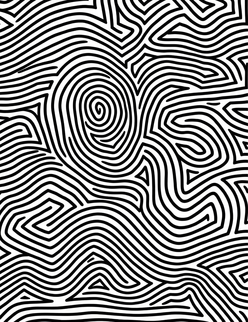 Black and White Abstract Contour Lines Rug