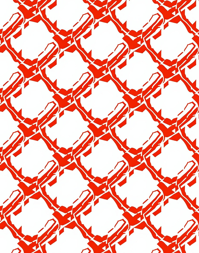 Bold Red Abstract Geometric Pattern Rug