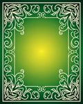 Green White Elegant Scrollwork Pattern Rug