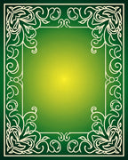 Green White Elegant Scrollwork Pattern Rug