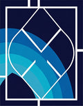 Blue Arc Geometric Abstract Rug