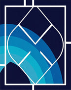 Blue Arc Geometric Abstract Rug
