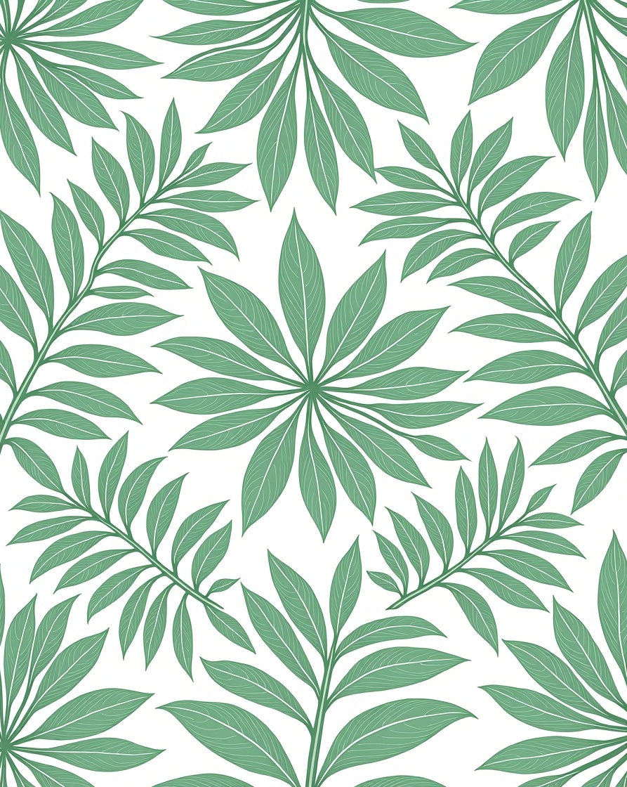 Green Leafy Fractal Pattern Rug