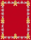 Red Gingerbread Snowflakes Border Rug