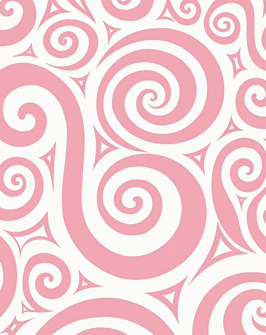 Pink Swirls and Triangles Pattern Rug