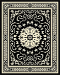 Black White Ornate Floral Rug