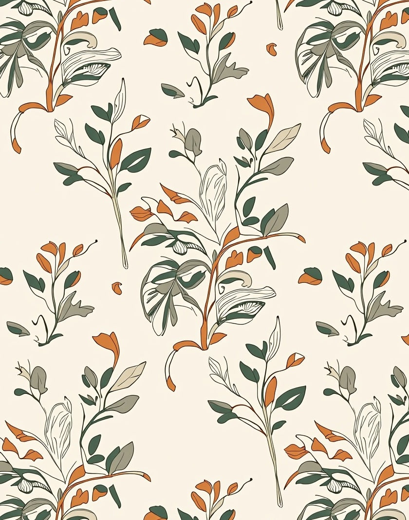 Botanical Vines Leaves Pattern Rug