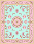 Pink Floral Detailed Pastel Rug