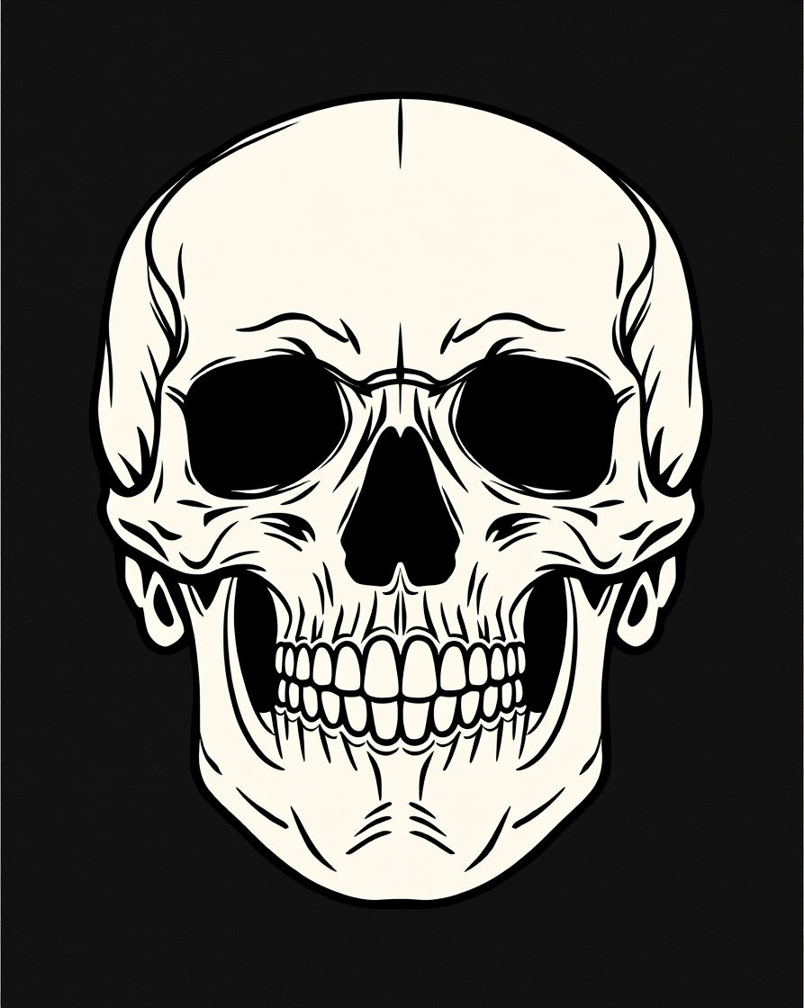 Bold Black and Cream Skull Graphic Rug