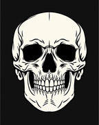 Bold Black and Cream Skull Graphic Rug