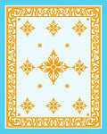 Intricate Floral Motif Yellow Border Design Rug