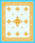 Intricate Floral Motif Yellow Border Design Rug