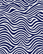 Modern Navy White Wave Pattern Rug