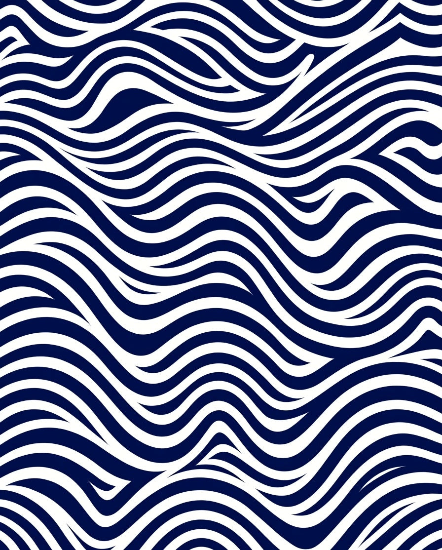 Modern Navy White Wave Pattern Rug