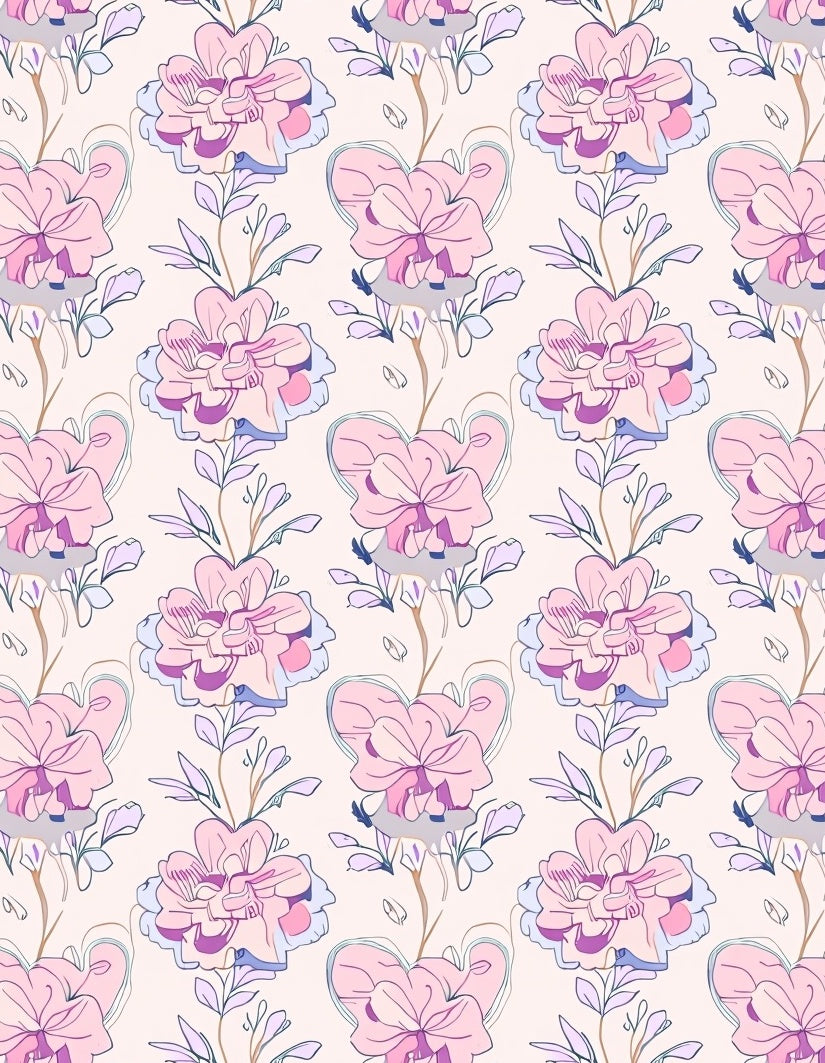 Pastel Floral Vine Pattern Rug