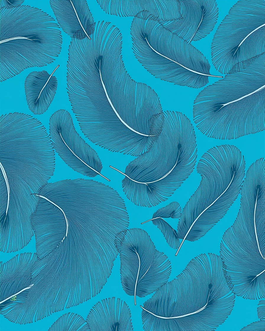 Deep Teal Feathered Swirl Rug