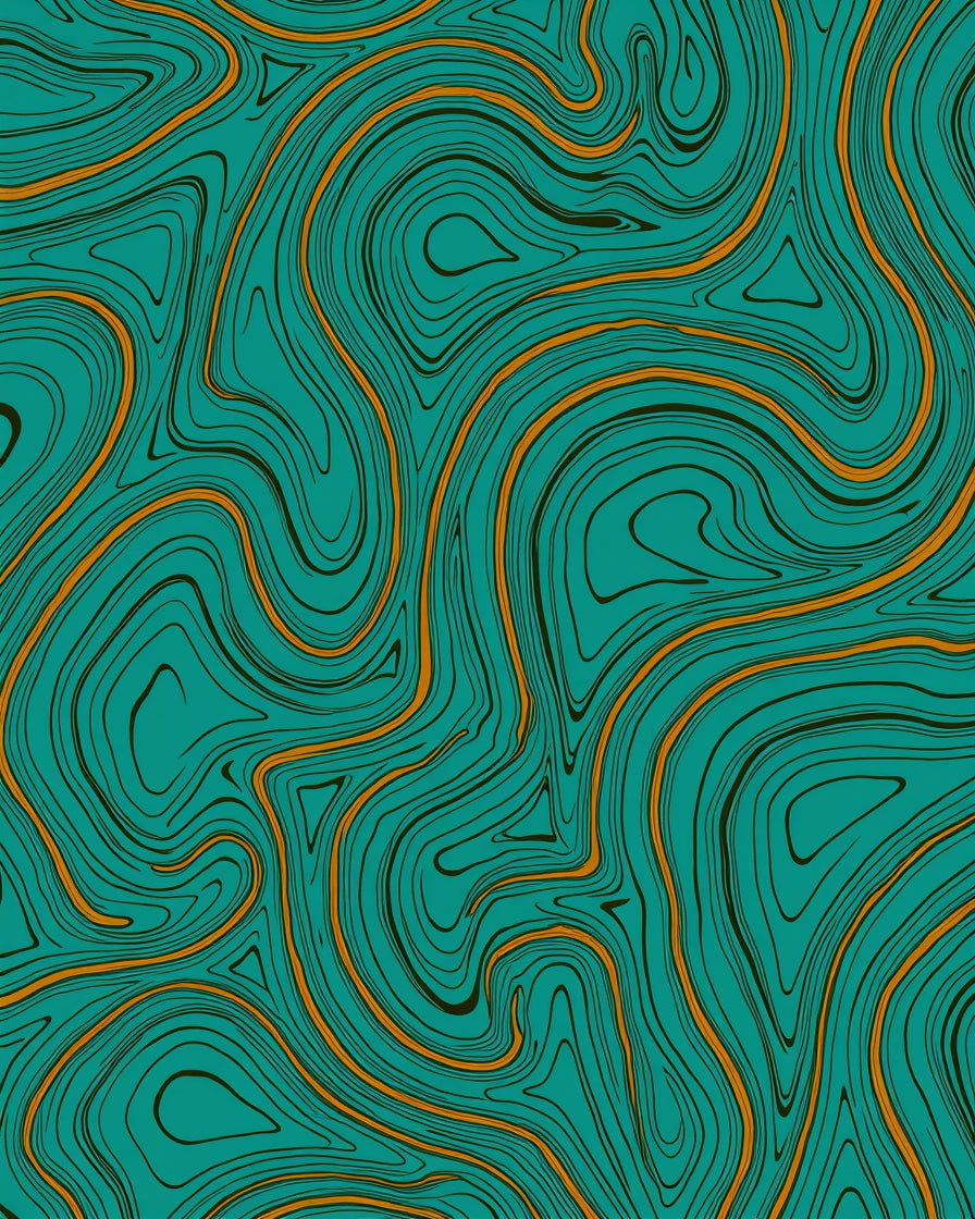 Teal And Orange Swirl Pattern Rug