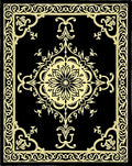 Black Gold Floral Scrollwork Medallion Rug