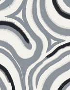 Abstract Gray Brushstroke Swirl Rug