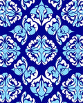 Bold Blue White Floral Pattern Rug