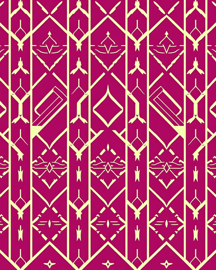 Geometric Art Deco Fuschia Pattern Rug