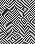 Modern Black White Geometric Maze Rug