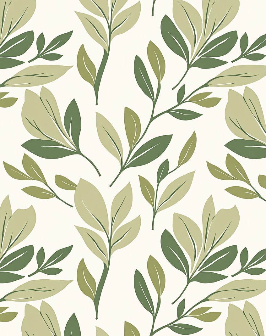 Green Leafy Botanical Pattern Rug