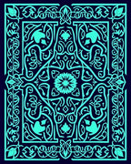 Intricate Floral Geometric Teal Design Rug