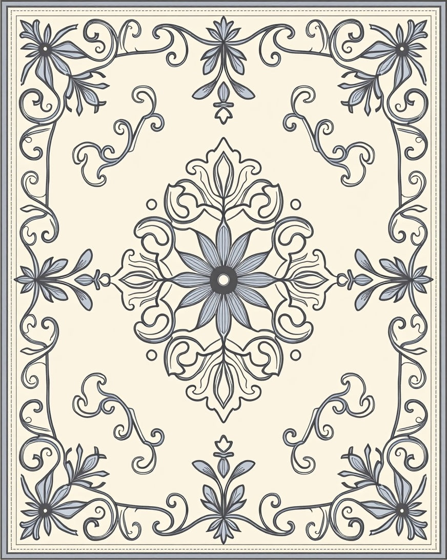 Elegant Floral Swirls Cream Rug