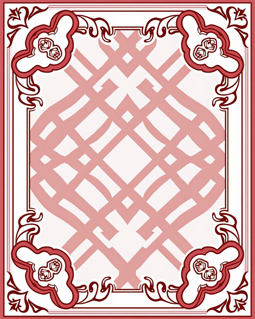 Art Nouveau Floral Red White Design Rug