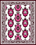 Rich Pink and Burgundy Damask Pattern Rug