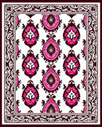 Rich Pink and Burgundy Damask Pattern Rug