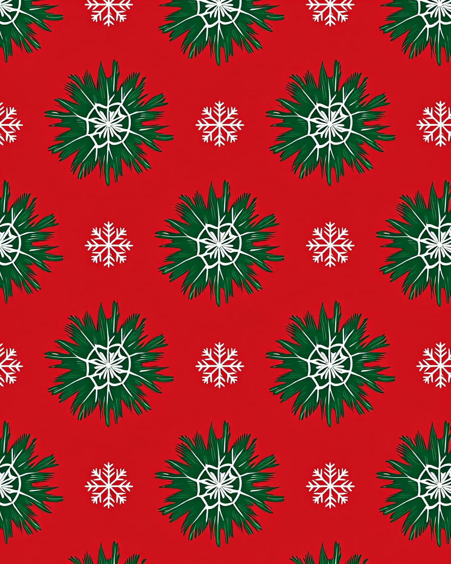 Festive Red Green Snowflake Snowburst Rug