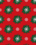 Festive Red Green Snowflake Snowburst Rug