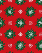 Festive Red Green Snowflake Snowburst Rug