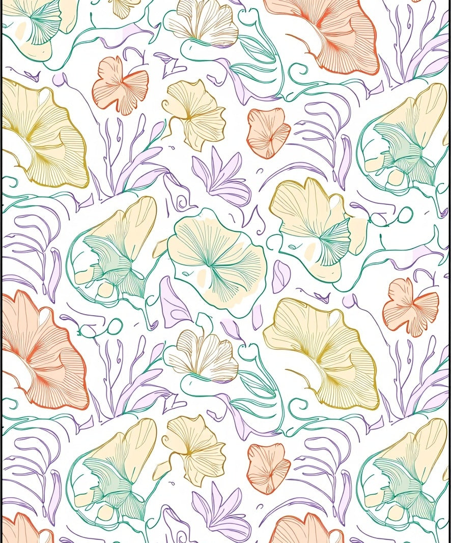 Whimsical Floral Outline Art Rug