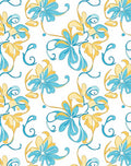 Turquoise And Yellow Floral Swirls Rug