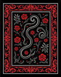Bold Red Rose Snake Swirl Design Rug