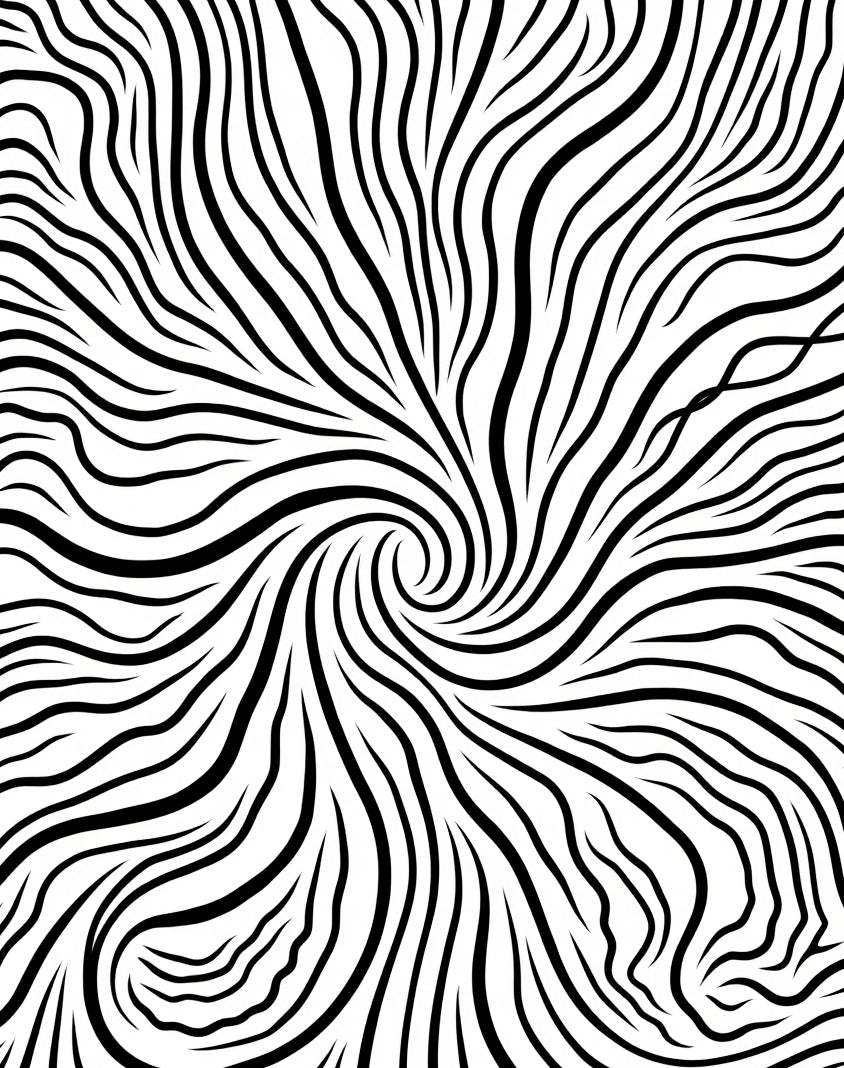 Black White Swirling Abstract Rug
